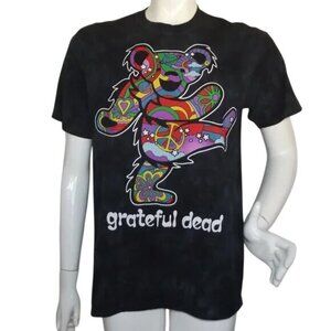 GRATEFUL DEAD/LIQUID BLUE Dancing Bear Tshirt, M, Black Tie-dye, Short slv, 2020